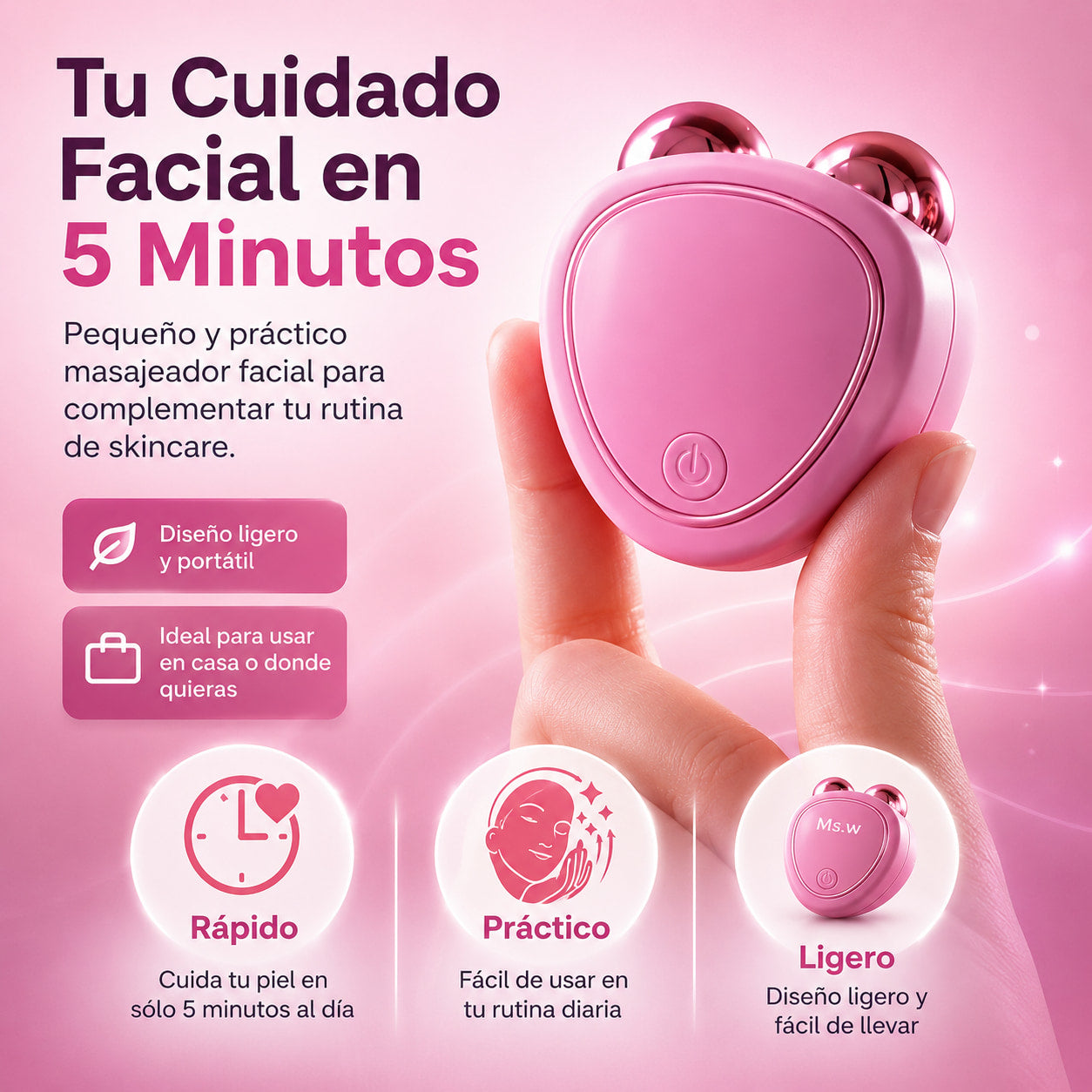 ANTIEDAD Masajeador Facial Microcorriente