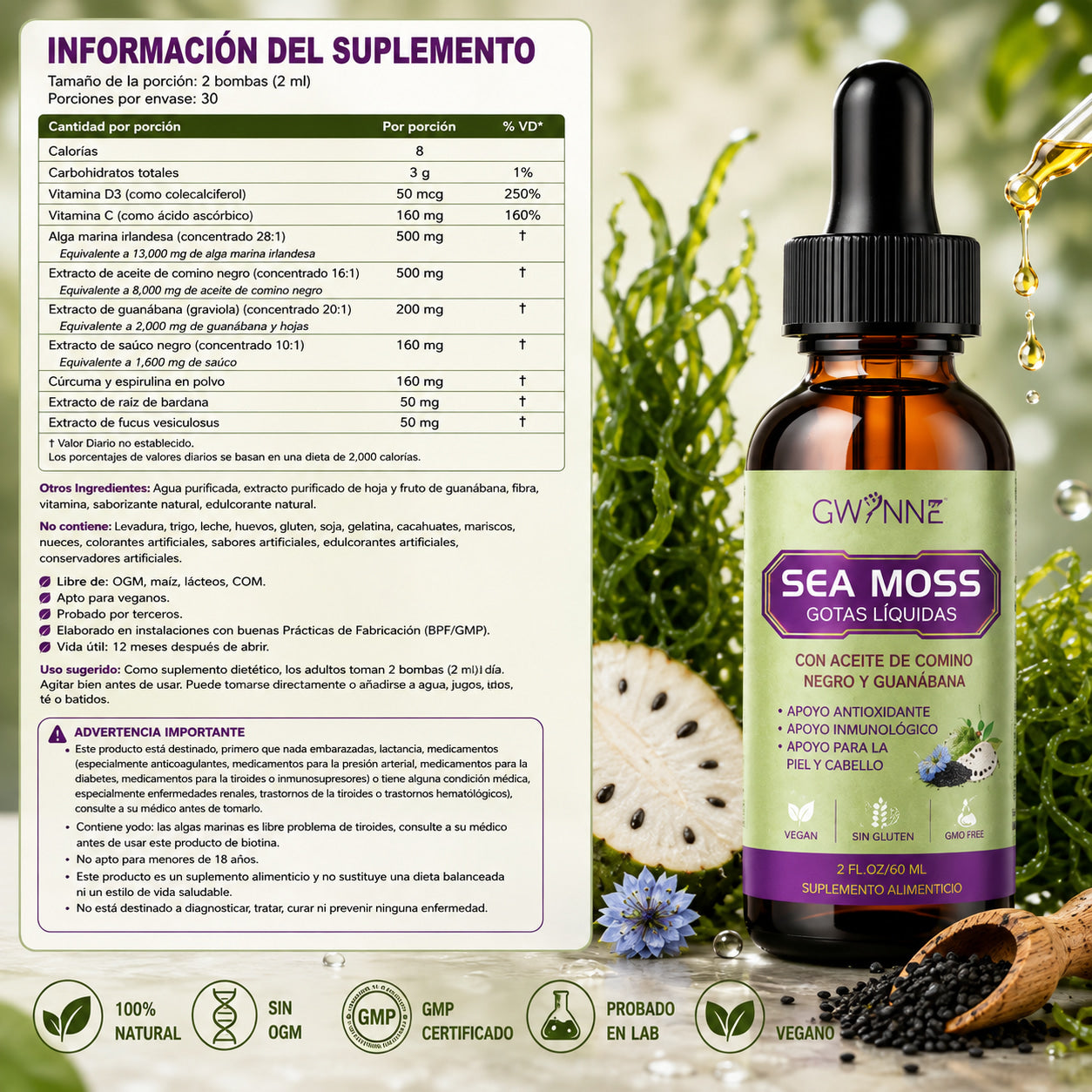 Gotas De Musgo Marino 5000mg